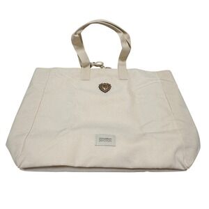 Dolce & Gabbana Devotion Tote Bag Womens OS Cream Heart Gold D&G Plaque Pendant